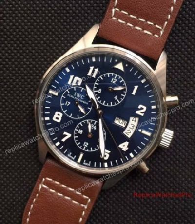 Low Price IWC Big Pilot Replica Day Date Watch SS Blue Automatic 43mm